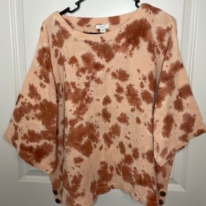 J. Jill Lagenlook Kimono-Sleeve soft slub crinkle cotton tie-dye Medium NWT